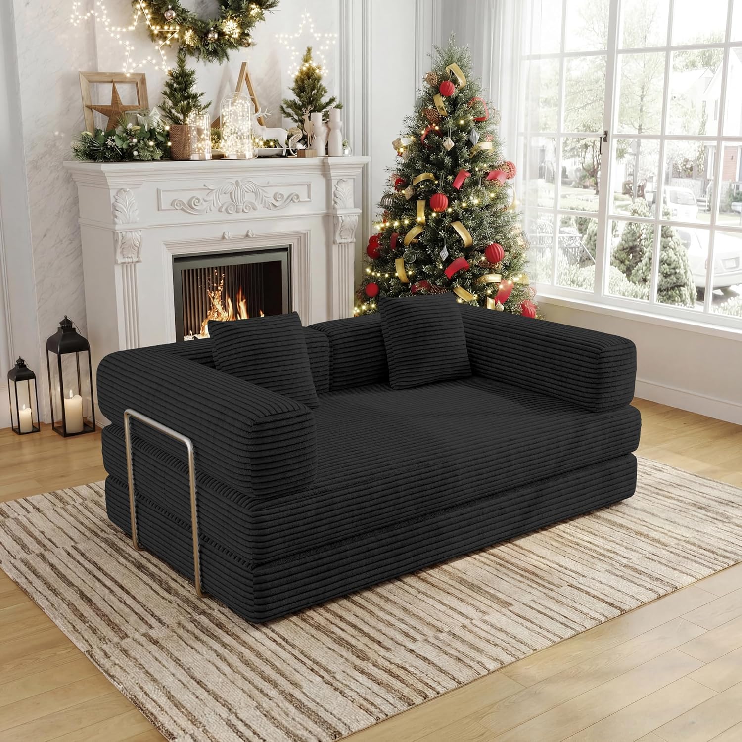 Single Couch Sofa for Small Spaces 2 in 1 Convertible Sleeper Sofa