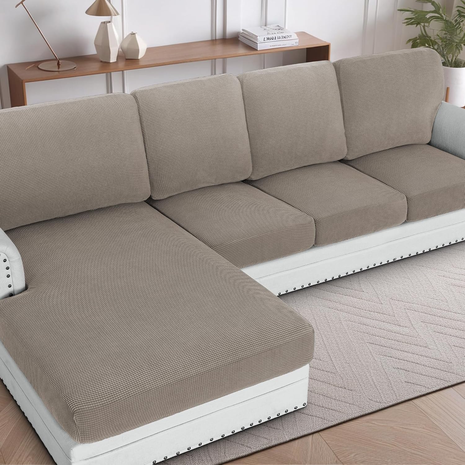 H.VERSAILTEX Sectional Couch Covers 8 Pieces Stretch Sofa Covers for Sectional Sofa