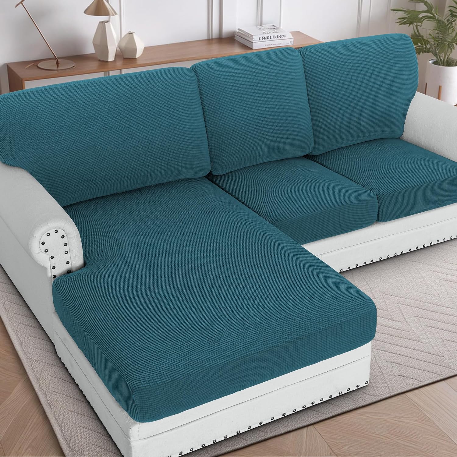 H.VERSAILTEX Sectional Couch Covers 8 Pieces Stretch Sofa Covers for Sectional Sofa