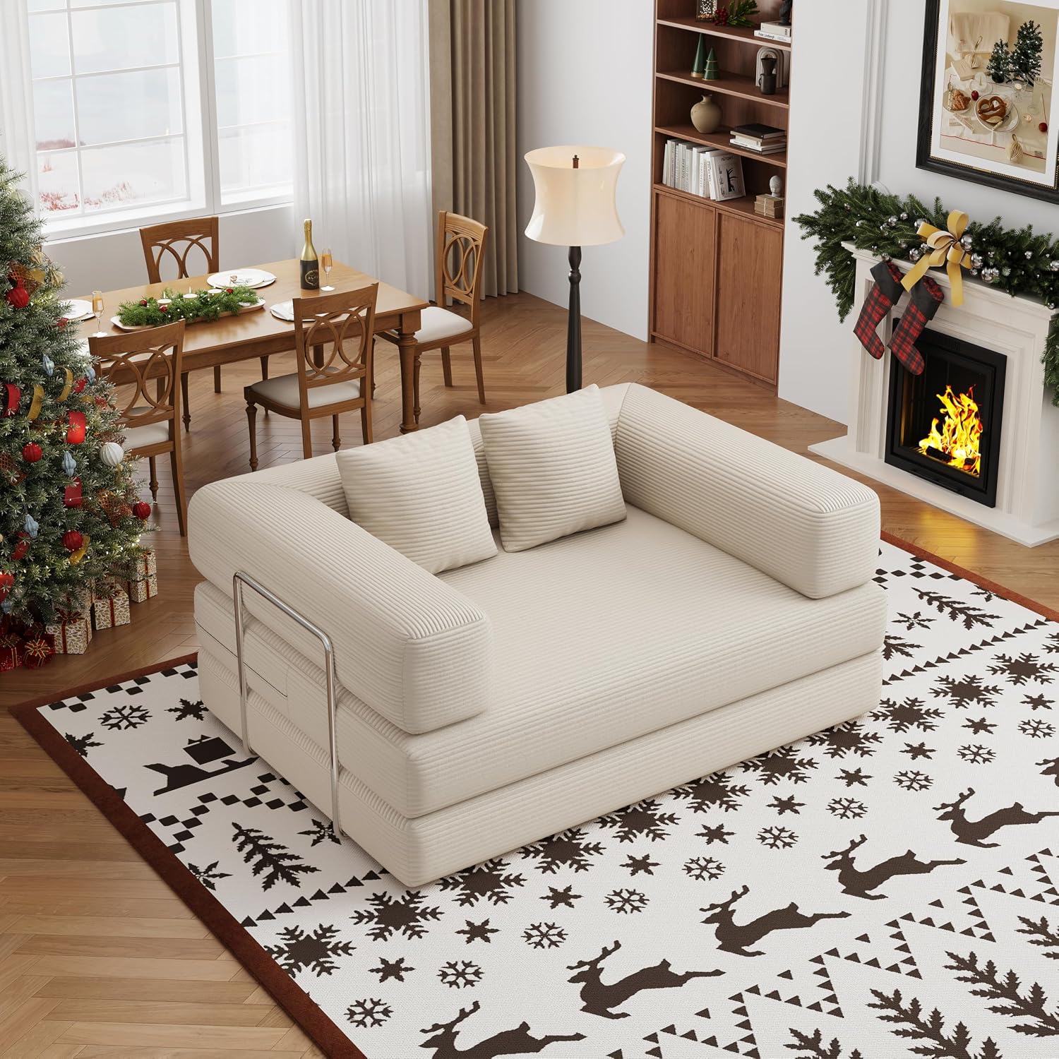 Single Couch Sofa for Small Spaces 2 in 1 Convertible Sleeper Sofa