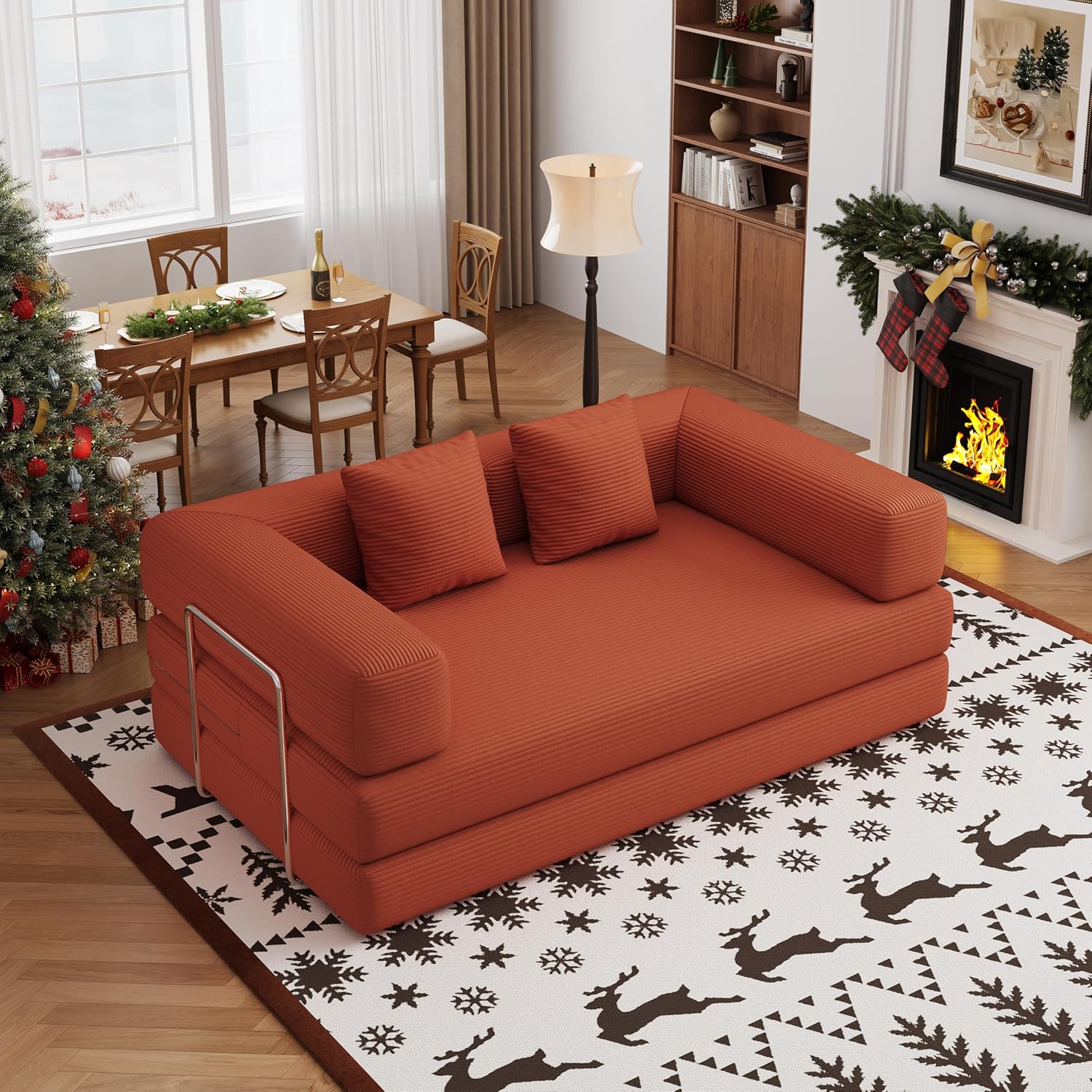 Single Couch Sofa for Small Spaces 2 in 1 Convertible Sleeper Sofa