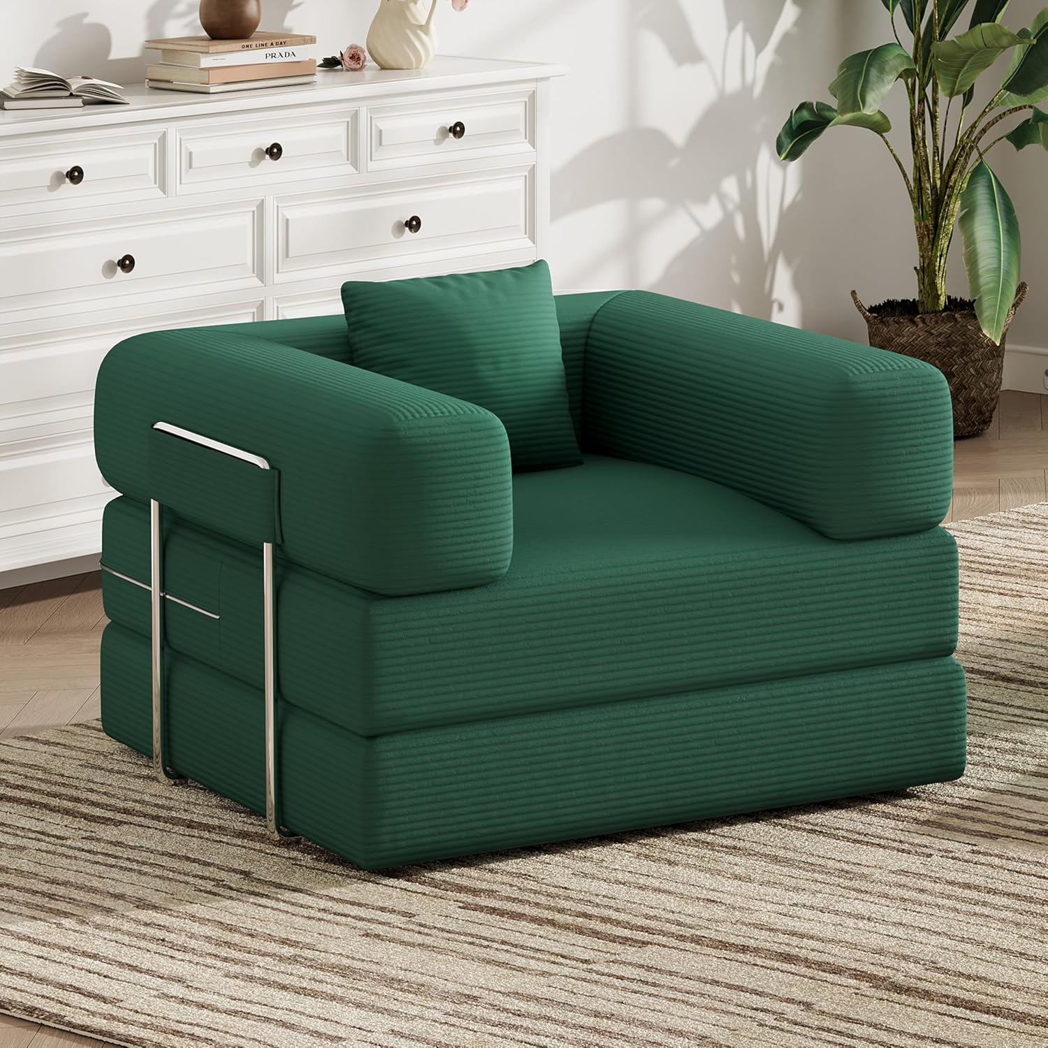 Single Couch Sofa for Small Spaces 2 in 1 Convertible Sleeper Sofa